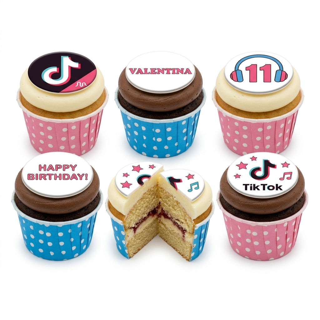 TikTok Theme Birthday Cupcakes