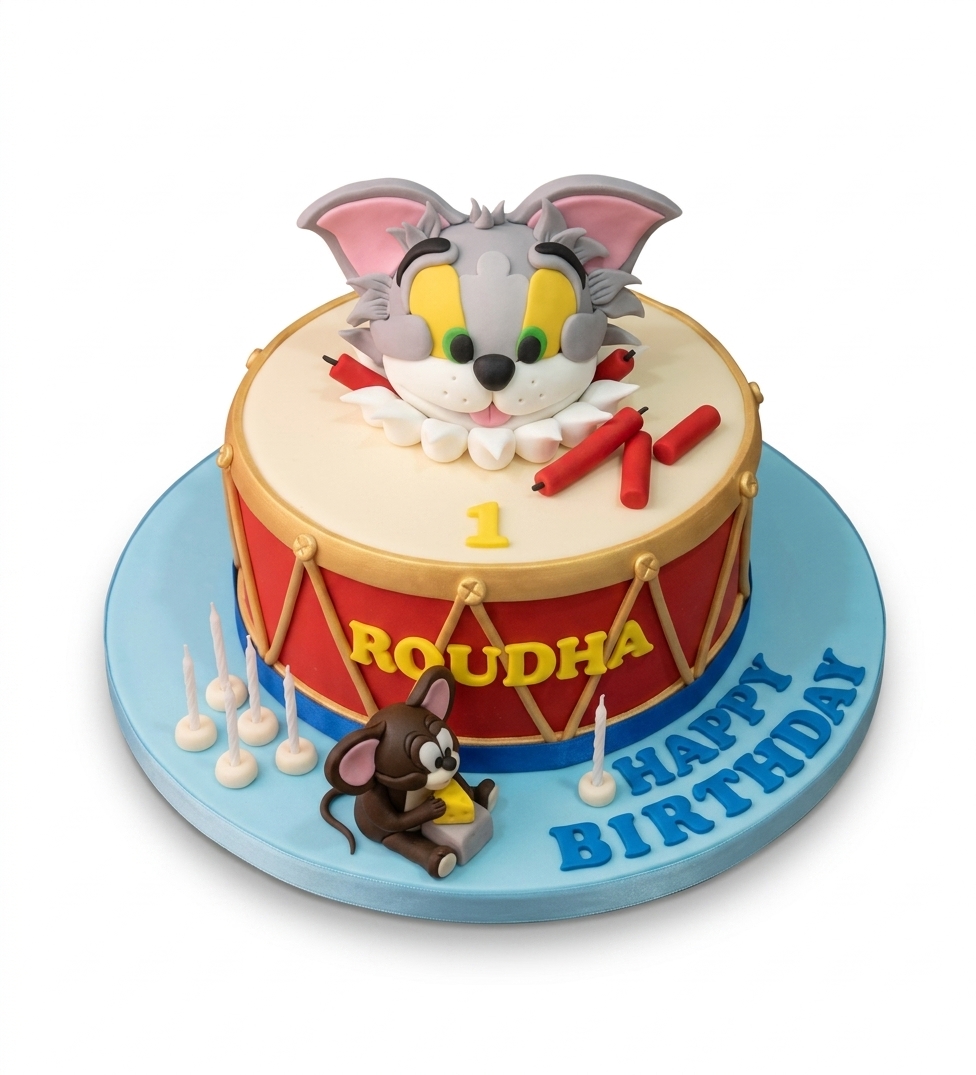 Tom and Jerry Birthday Cake with Custom Age