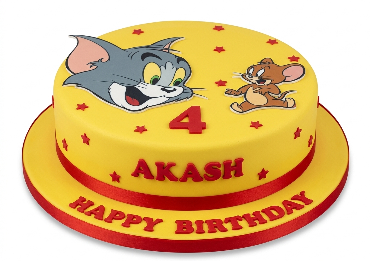 Tom and Jerry Kids Birthday Cake with Custom Age