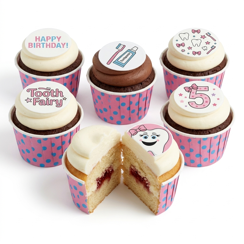 Tooth Fairy Birthday Cupcakes with Custom Age Topper