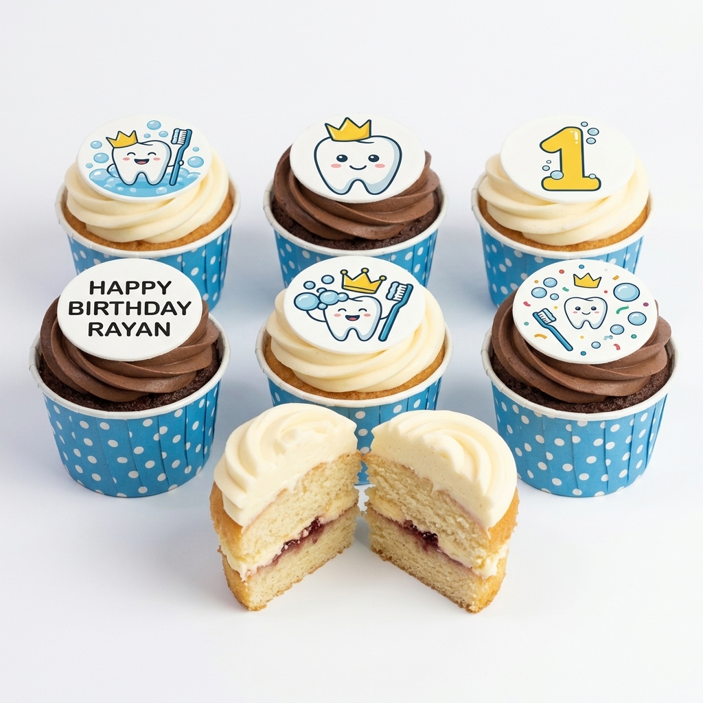 Fun Tooth Theme Birthday Cupcakes
