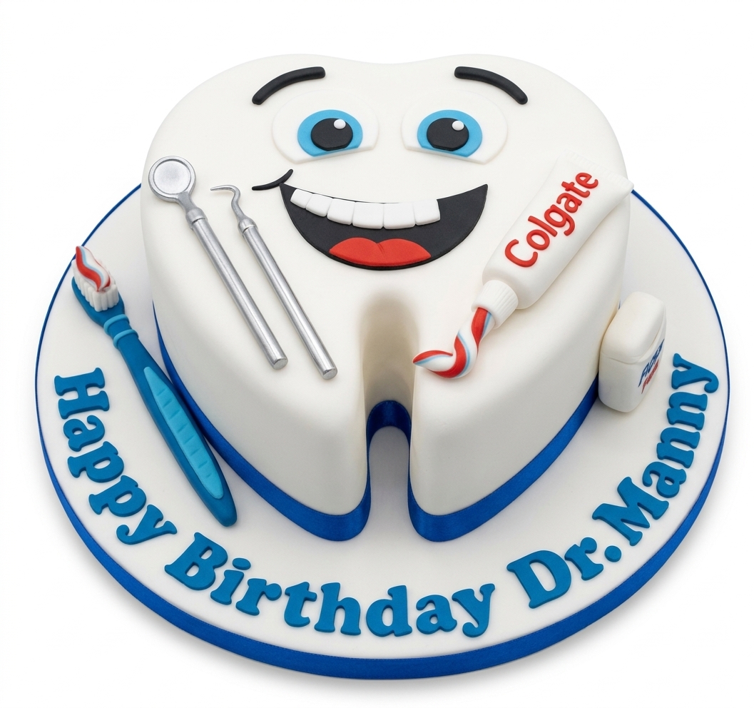 Smiling Tooth Dentist Birthday Cake