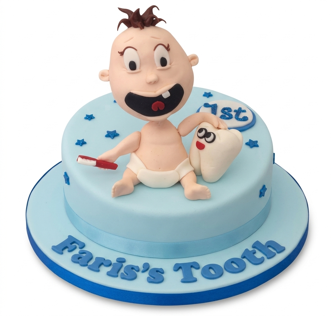 Baby Boy 1st Birthday Tooth Cake