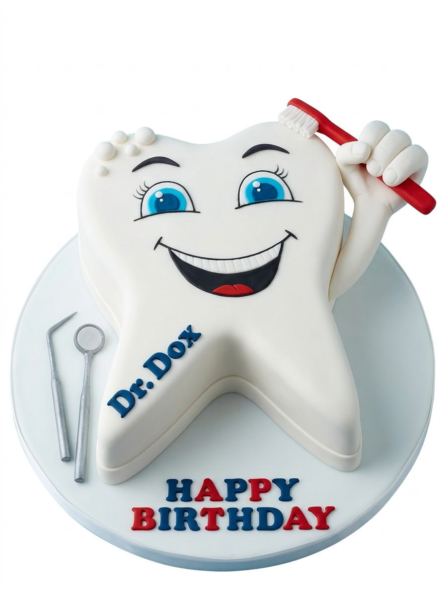 Dentist Birthday Cake with Tooth Design