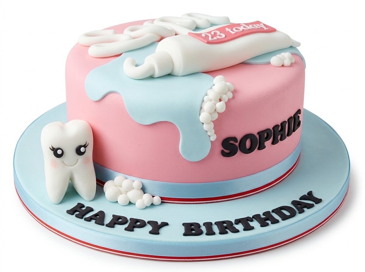 Dental Theme Birthday Cake with Custom Age & Name