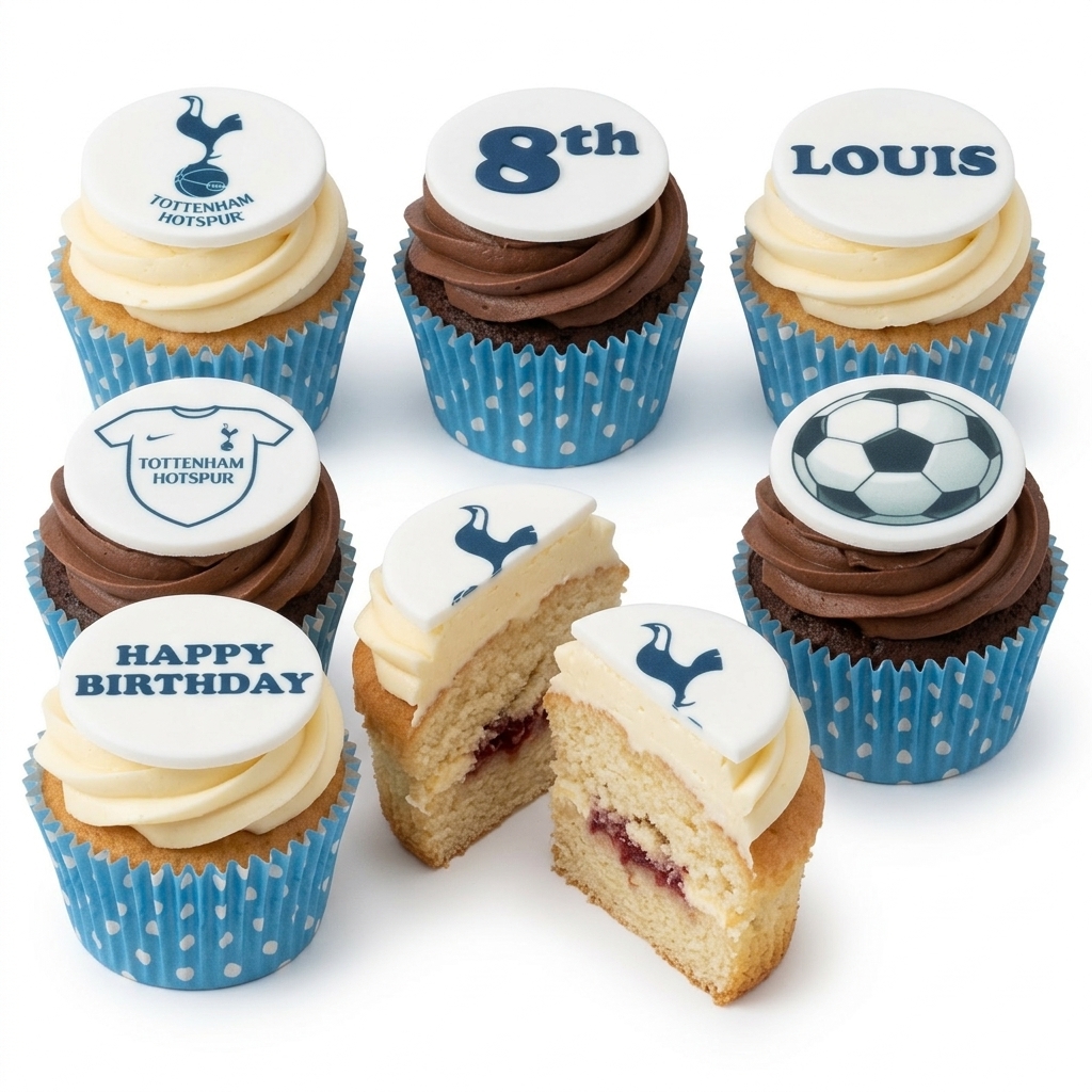 Personalised Tottenham Hotspur Football Birthday Cupcakes