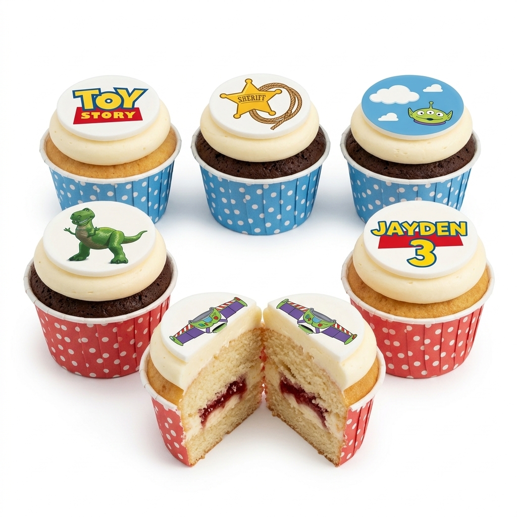 Toy Story Birthday Cupcakes with Personalised Toppers