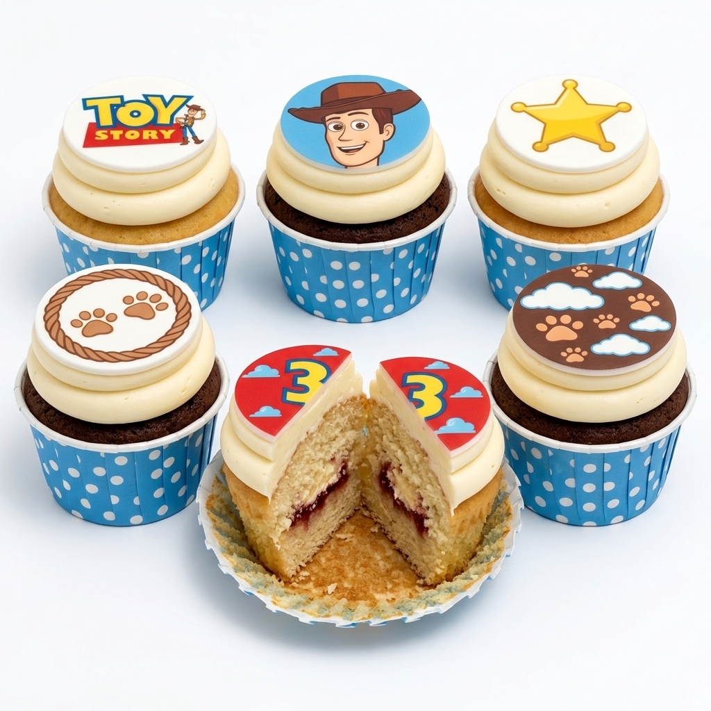Toy Story Birthday Cupcakes with Custom Age Toppers