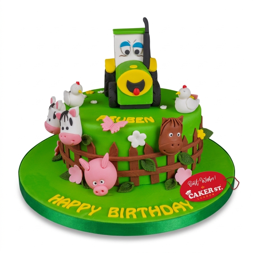 Farm Birthday Cake with Tractor & Animals