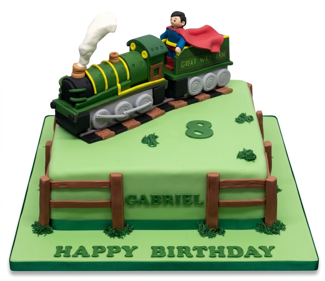 Train Birthday Cake for Boys with Custom Age