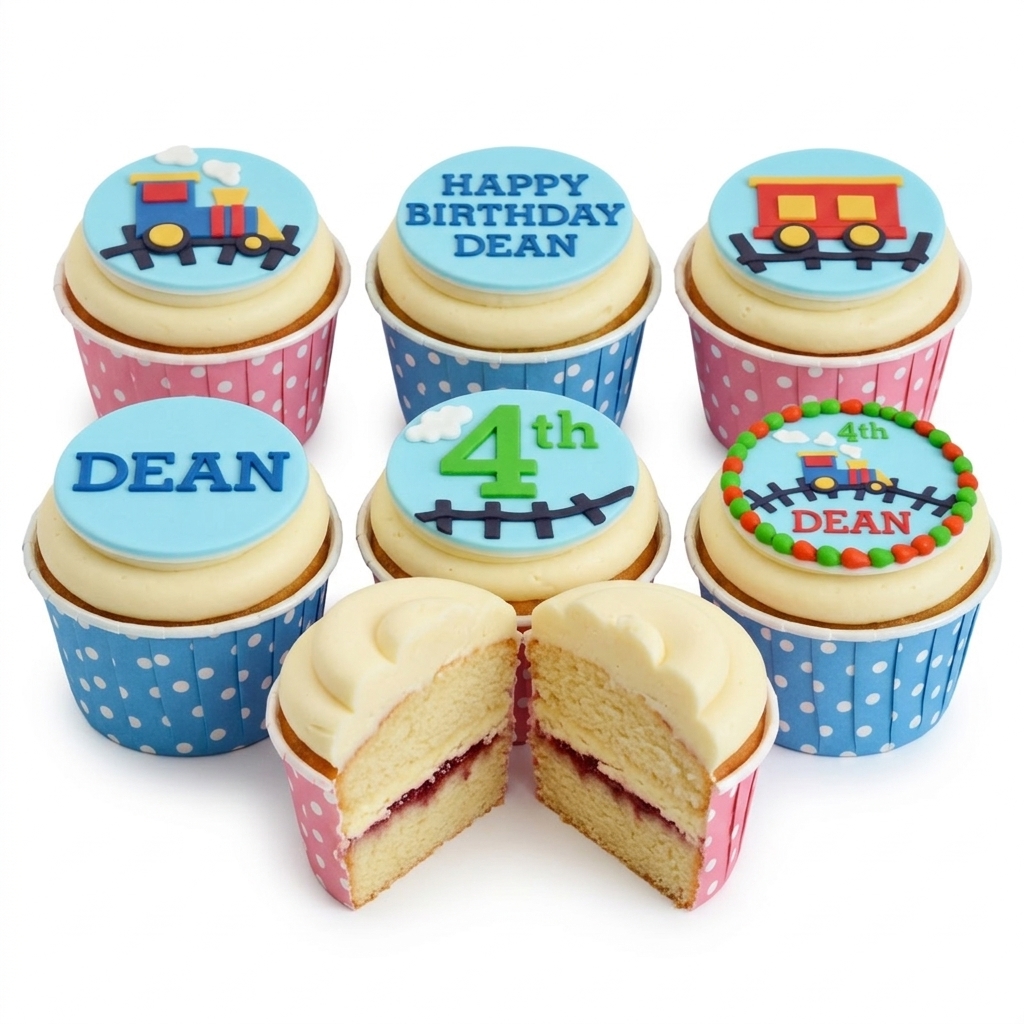 Train Theme Birthday Cupcakes with Custom Age