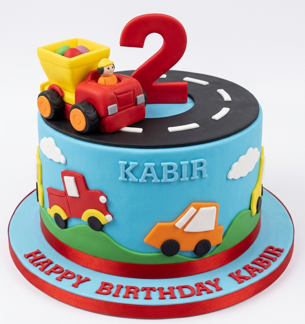 Cars & Trucks Adventure Birthday Cake with Custom Age
