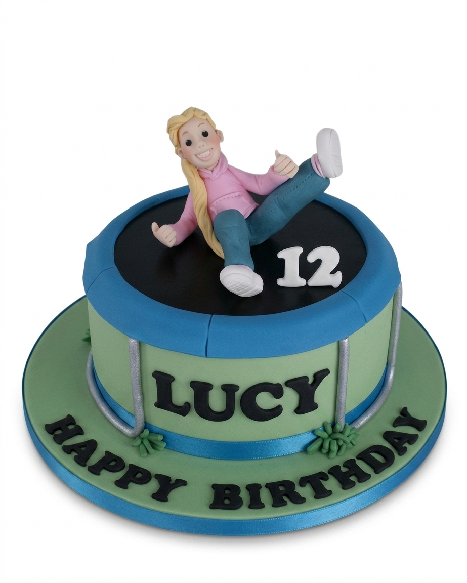 Girls Trampoline Birthday Cake with Custom Age