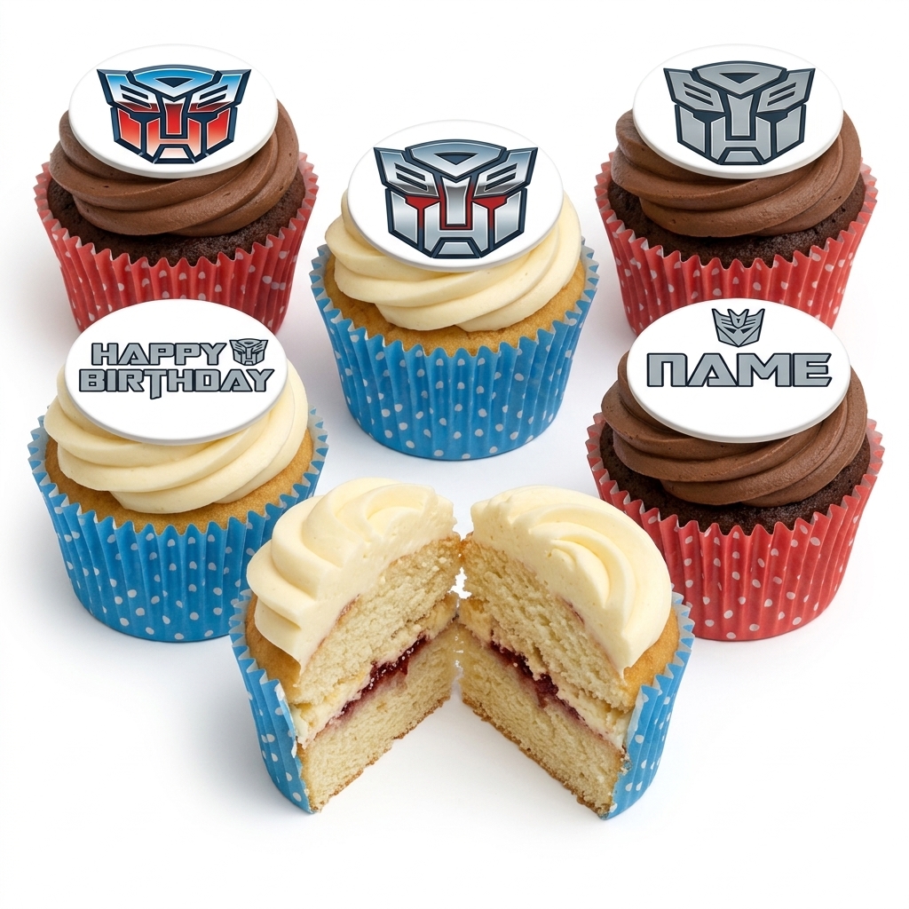 Transformers Birthday Cupcakes with Personalised Toppers