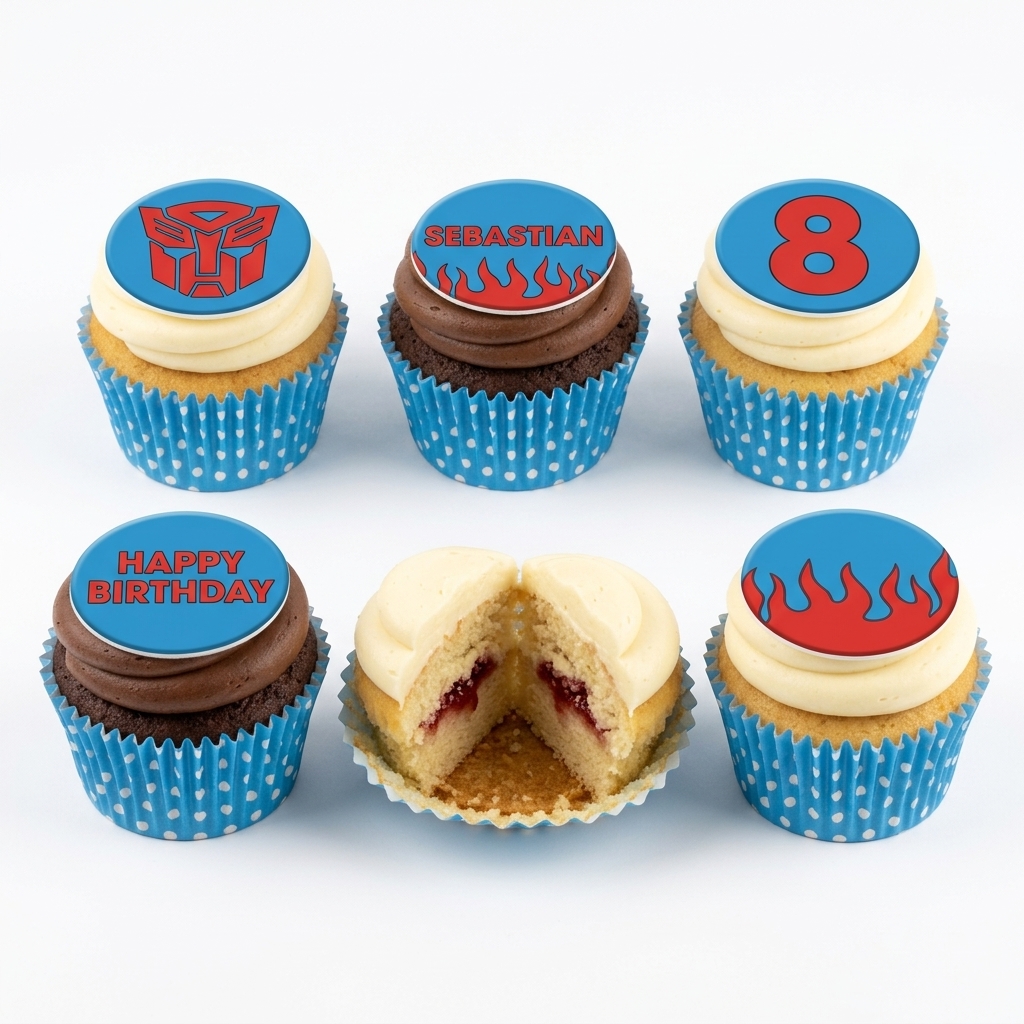 Transformers Birthday Cupcakes with Custom Age & Name