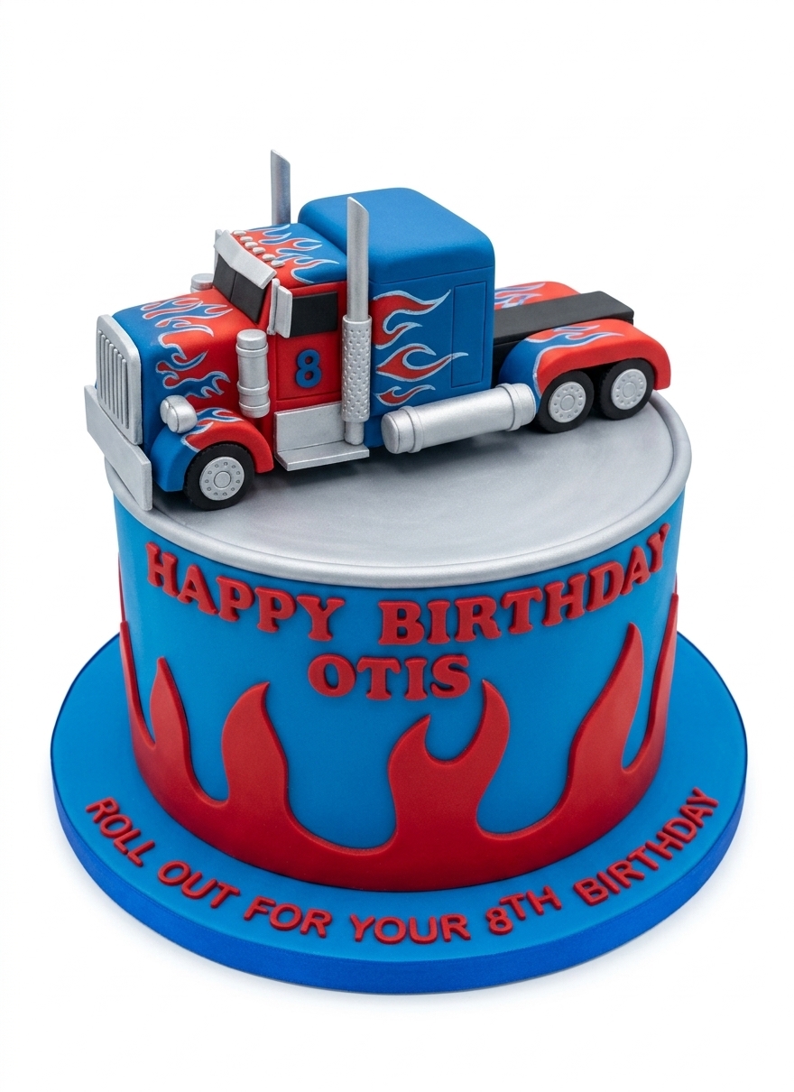 Optimus Prime Truck Birthday Cake for Boys