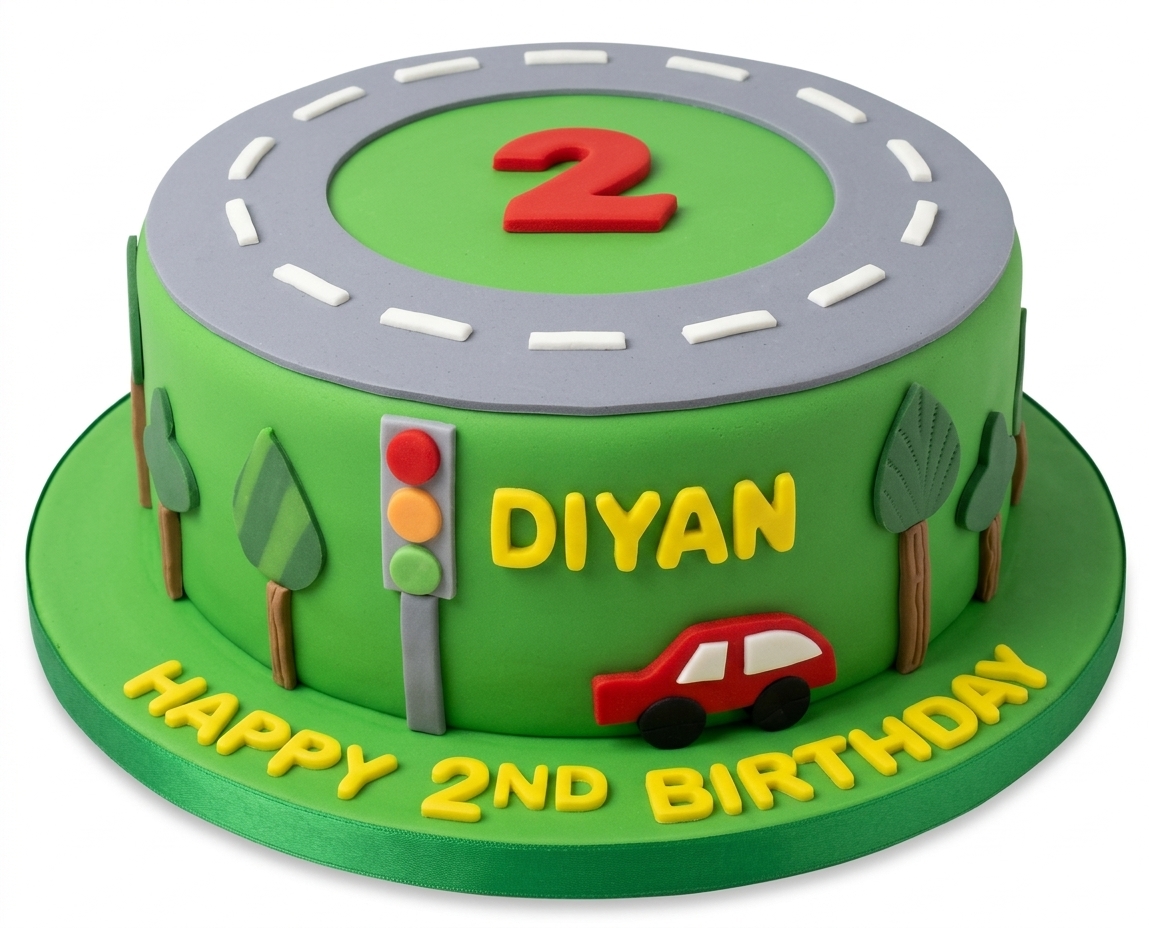 Road Trip Car Theme Birthday Cake for Kids