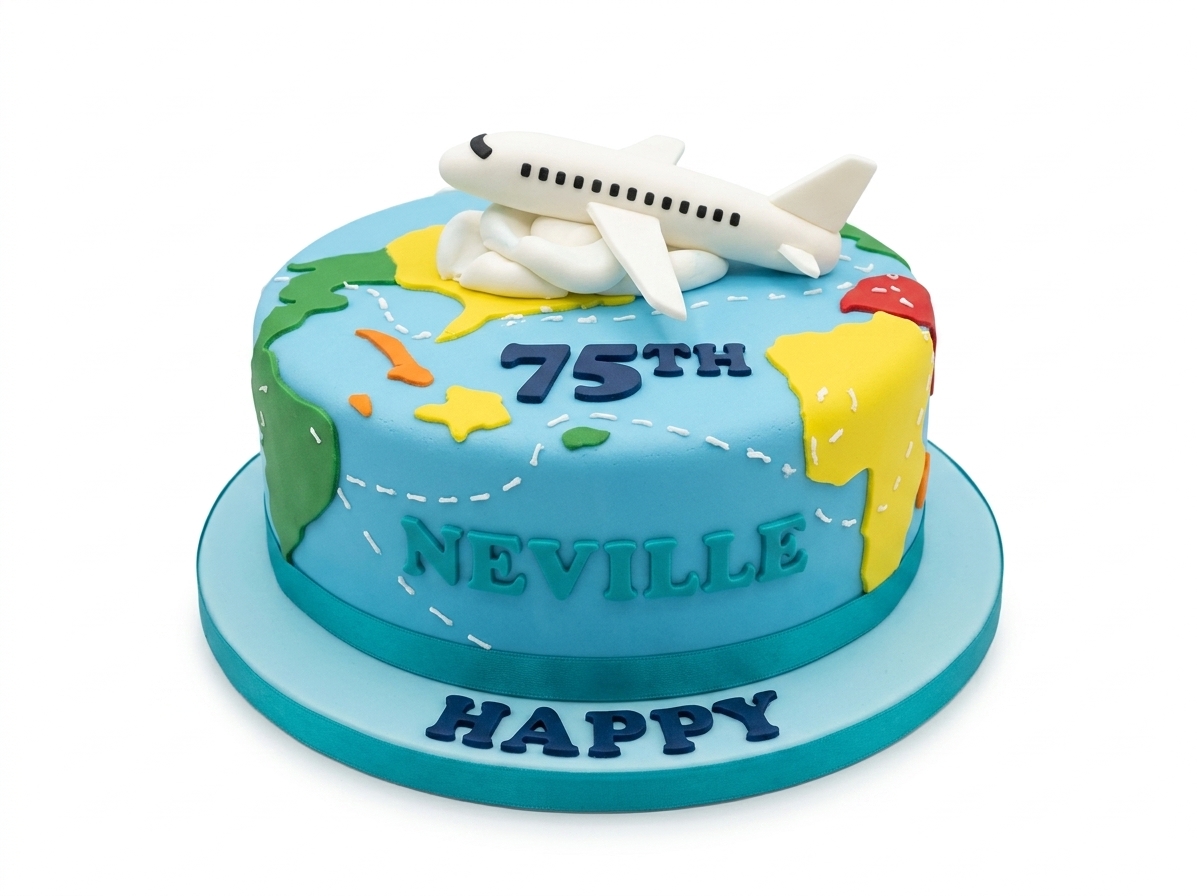 Travel Theme Birthday Cake with Aeroplane