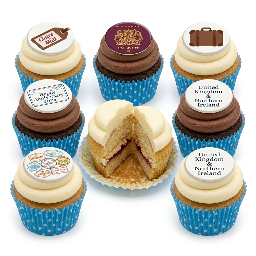Travel Theme Cupcakes with Custom Toppers