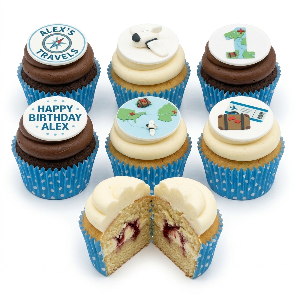 Travel Theme Birthday Cupcakes | Personalised Adventure Set