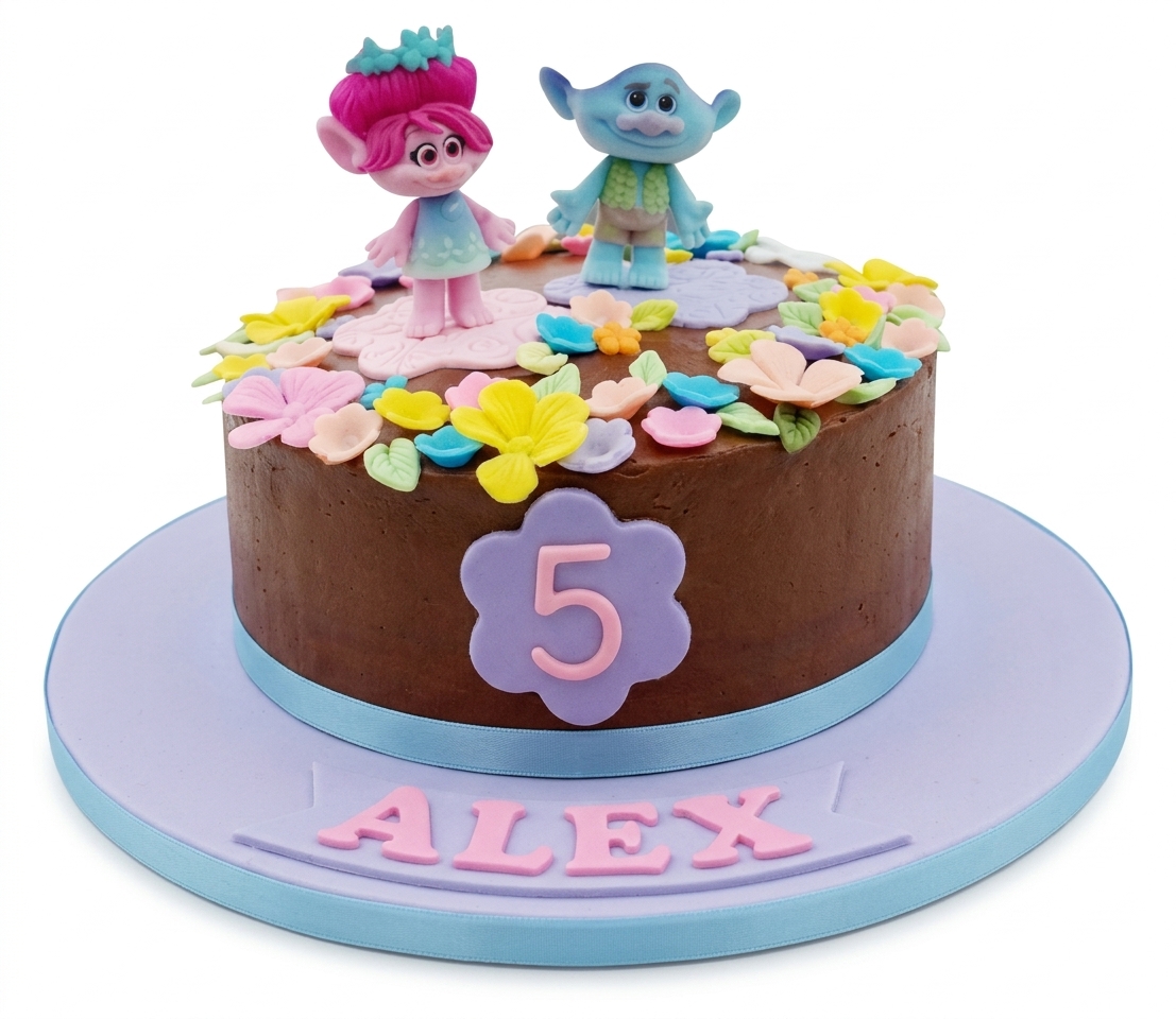 Trolls Birthday Cake with Custom Age & Name