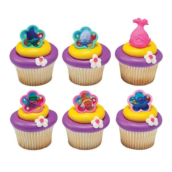 Troll Theme Cupcakes With Ring  - Pack of 6