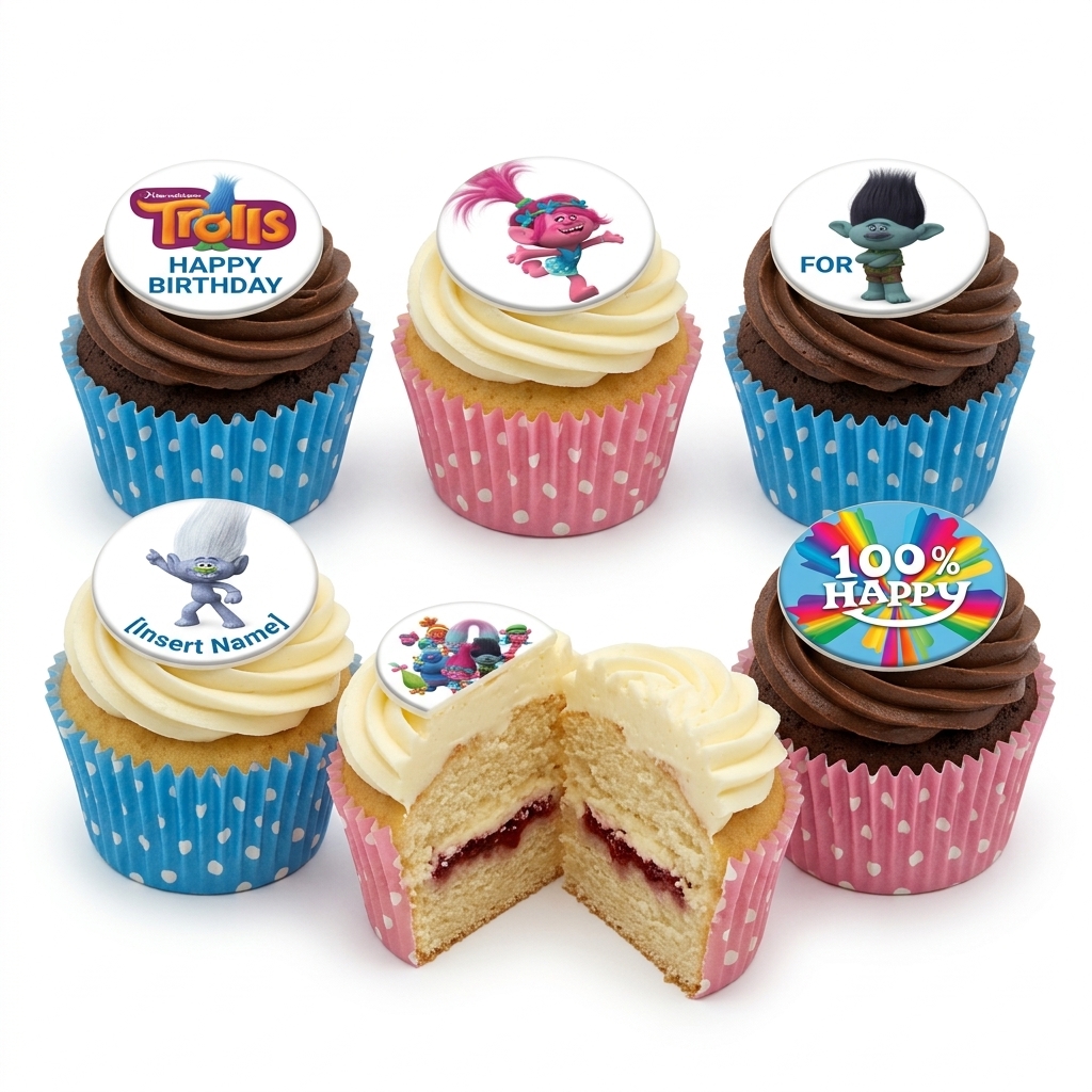 Trolls Birthday Cupcakes | Personalised Kids Party Treats