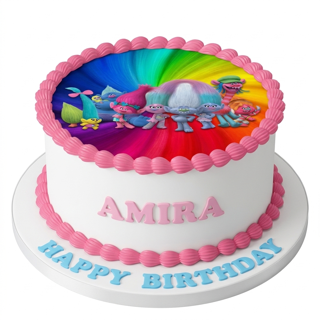 Trolls Theme Birthday Cake for Girls