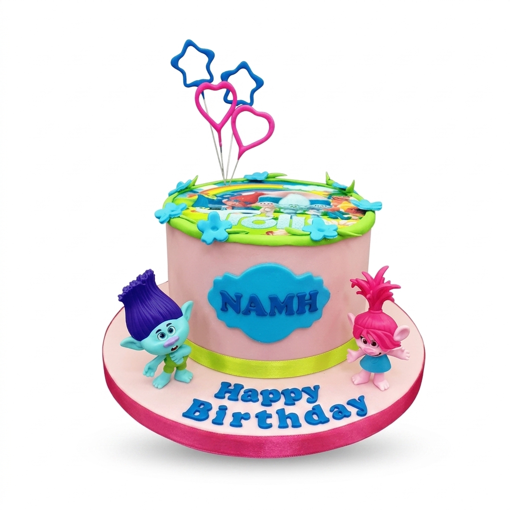 Trolls Theme Kids Birthday Cake