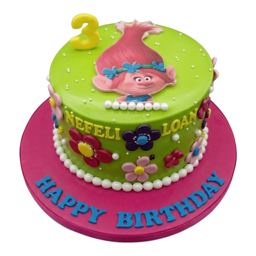 Trolls Poppy Birthday Cake with Custom Age