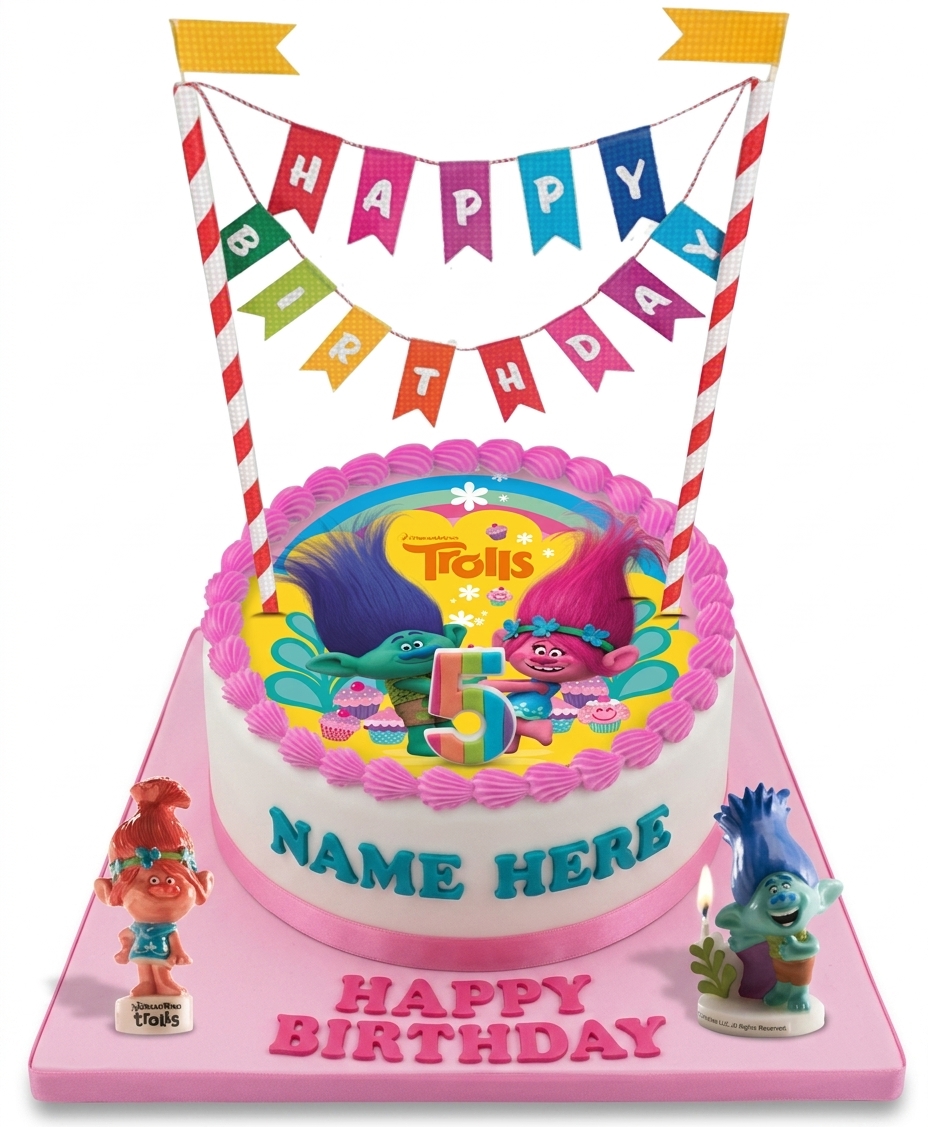 Trolls Birthday Cake with Custom Age & Name