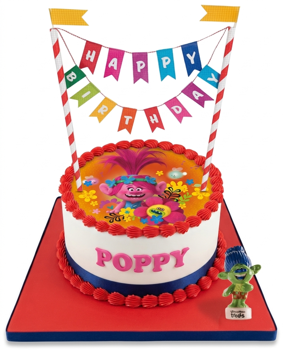 Trolls Birthday Cake with Personalised Name