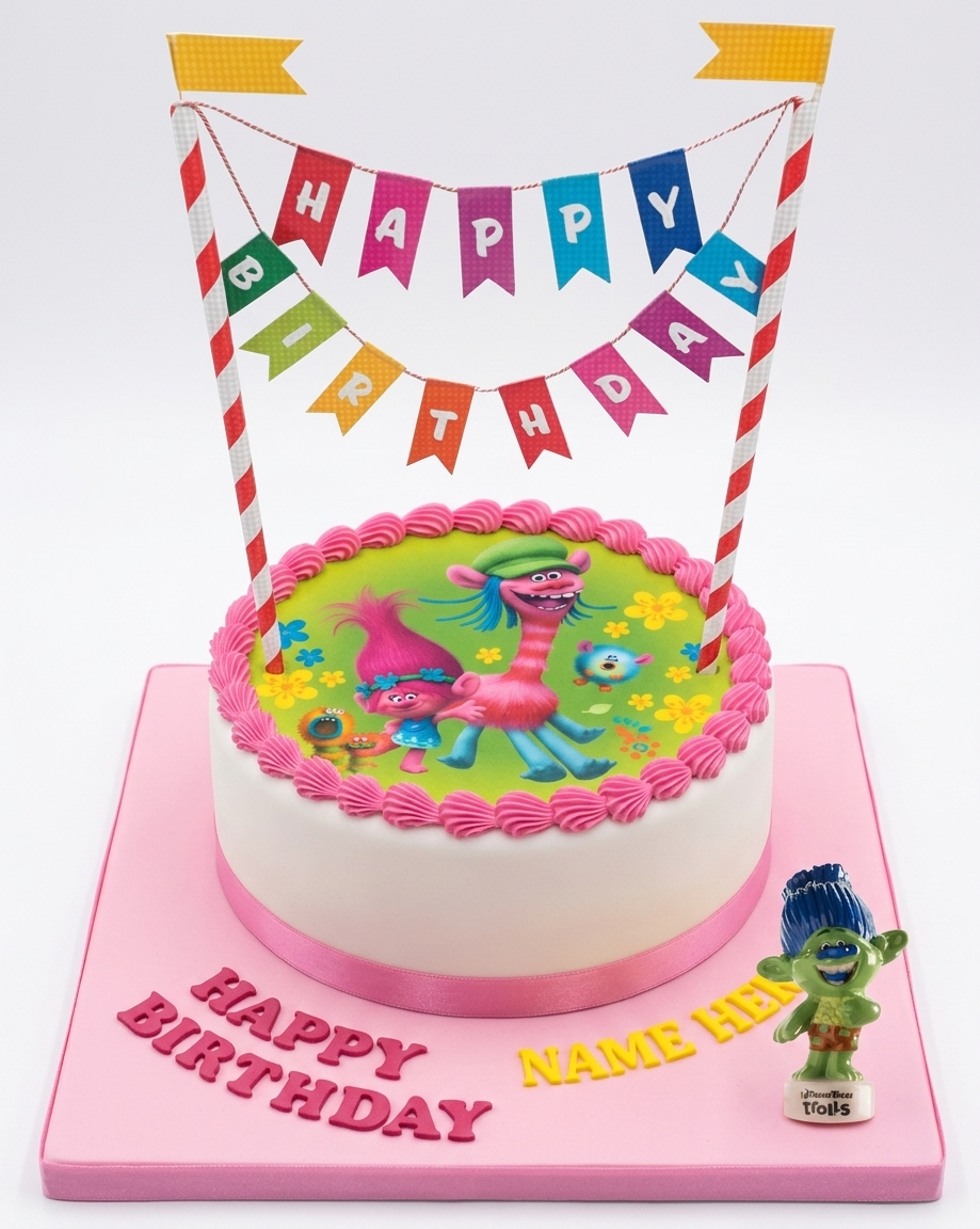Trolls Character Birthday Cake