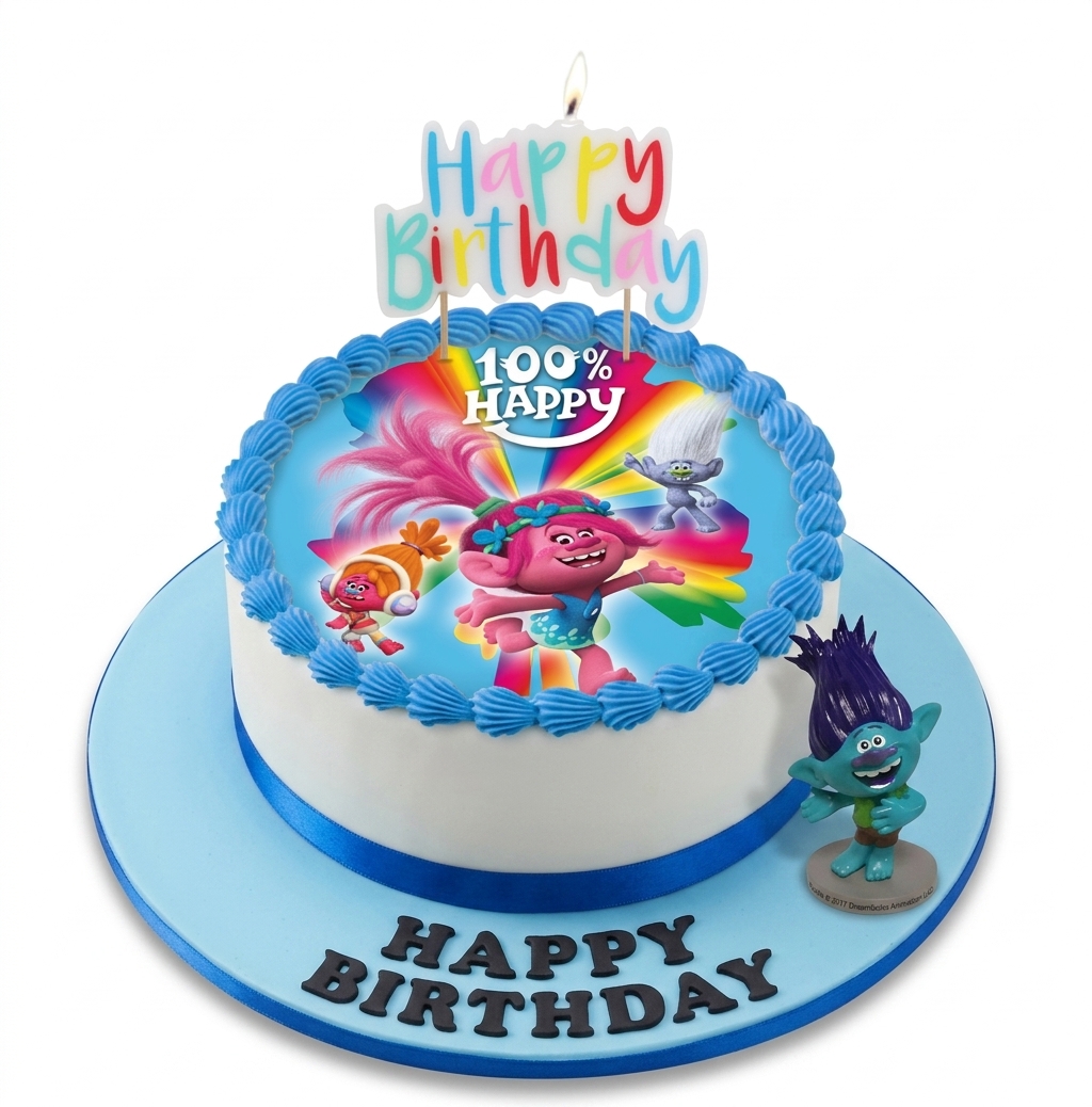 Trolls Theme Birthday Cake for Kids