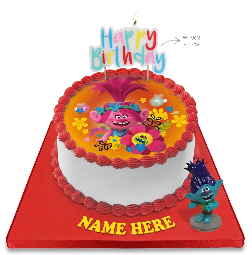 Trolls Birthday Cake with Personalised Name