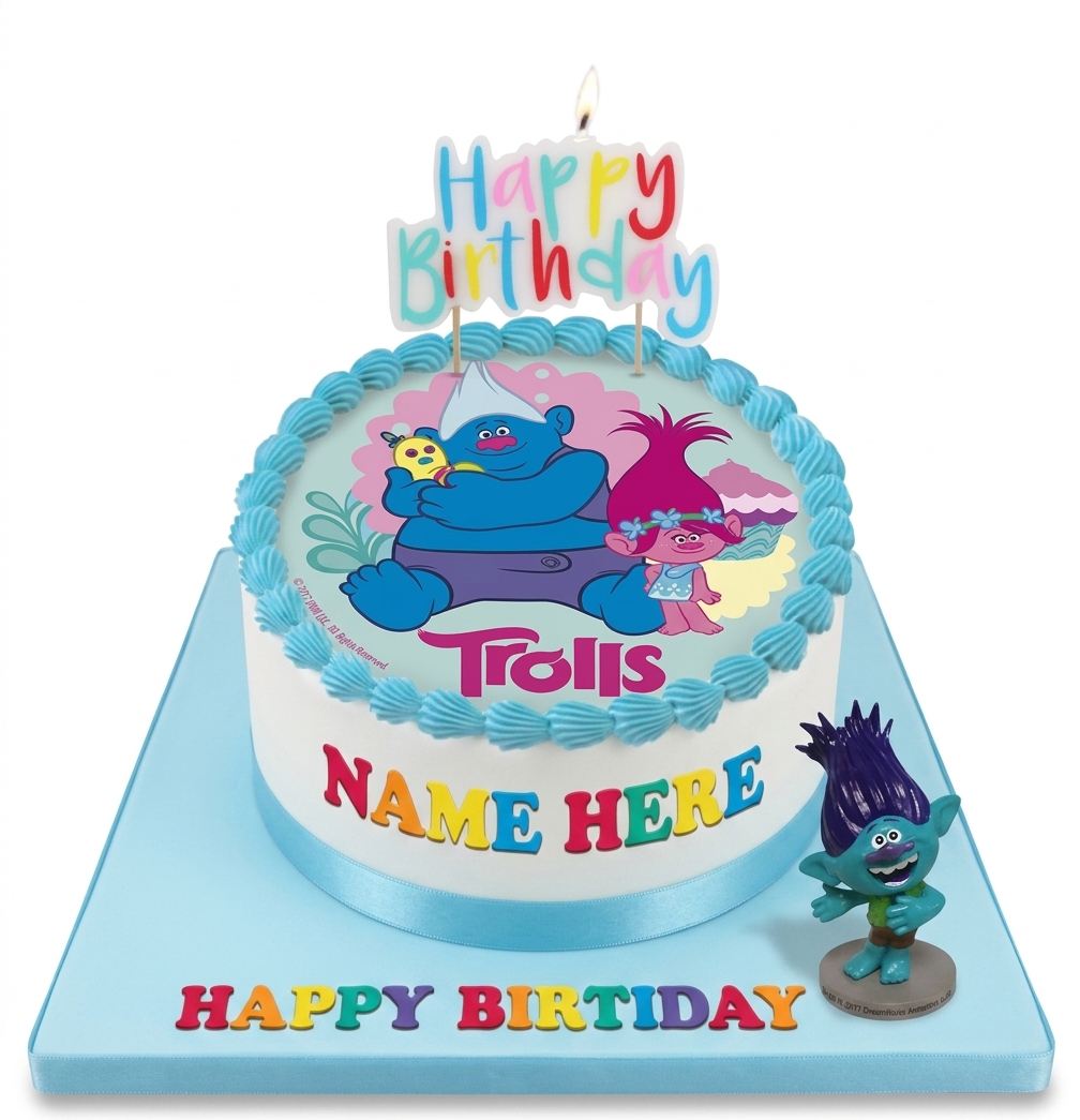 Trolls Birthday Cake with Personalised Name
