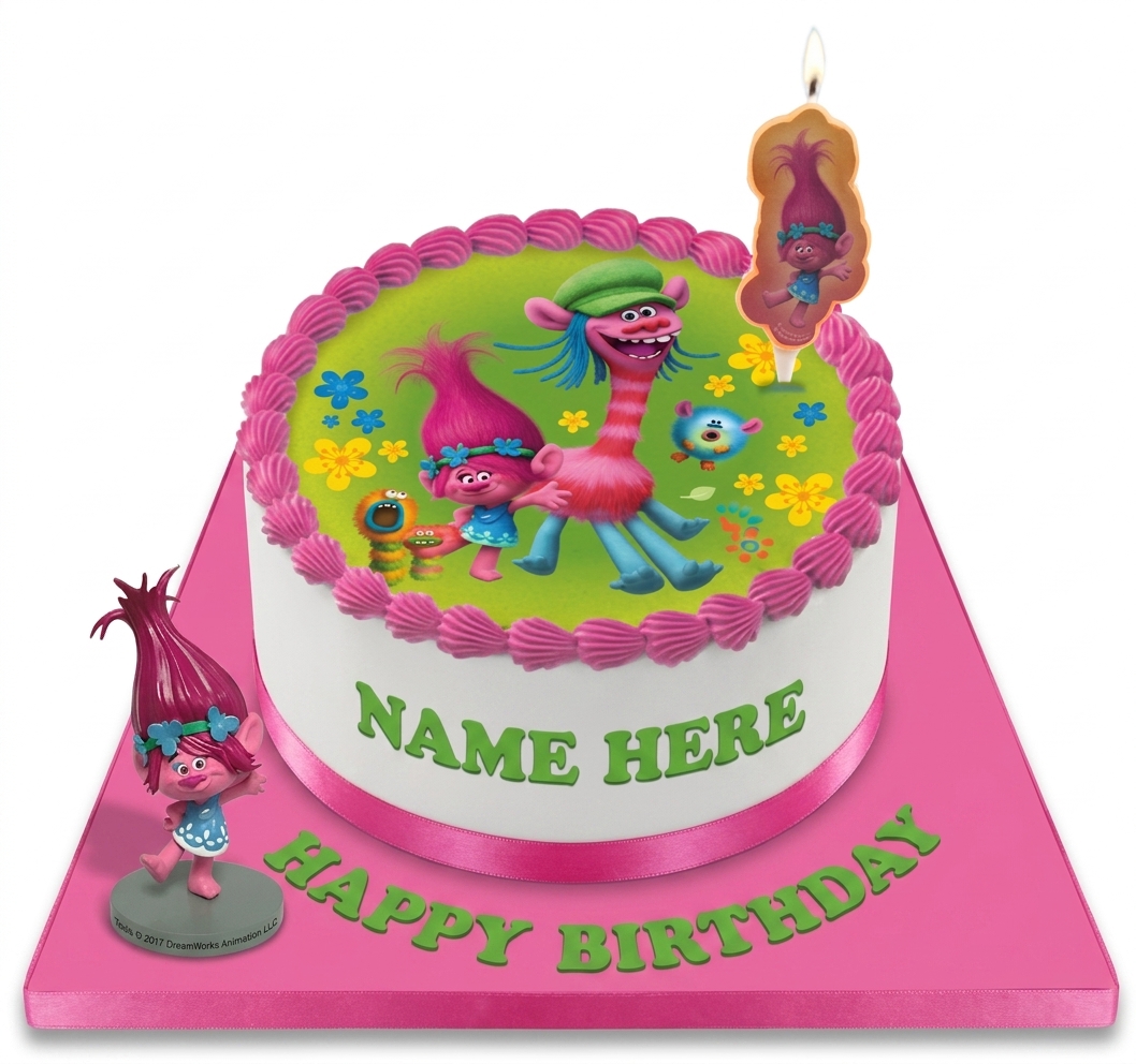 Trolls Birthday Cake with Personalised Name