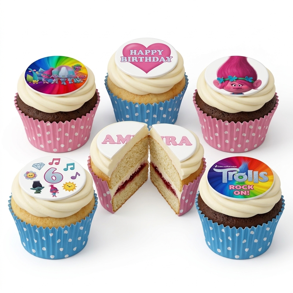 Trolls Theme Birthday Cupcakes for Kids