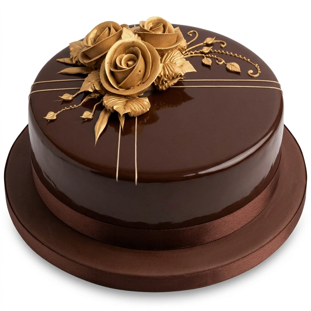 Elegant Gold Rose Floral Birthday Cake