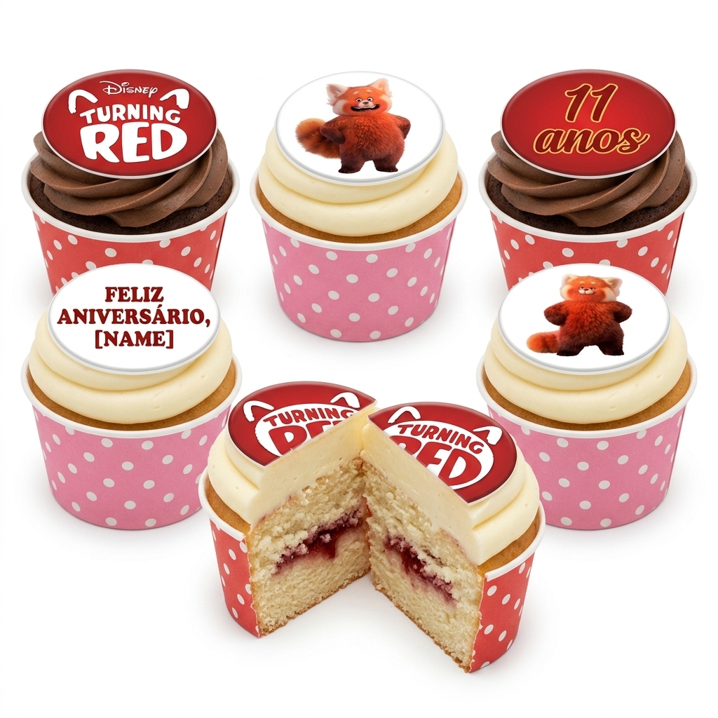 Disney Turning Red Birthday Cupcakes