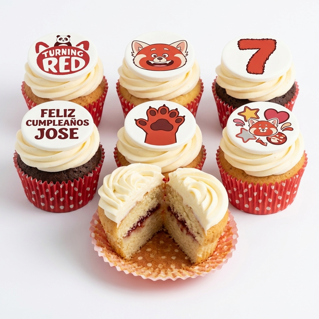 Turning Red Panda Birthday Cupcakes
