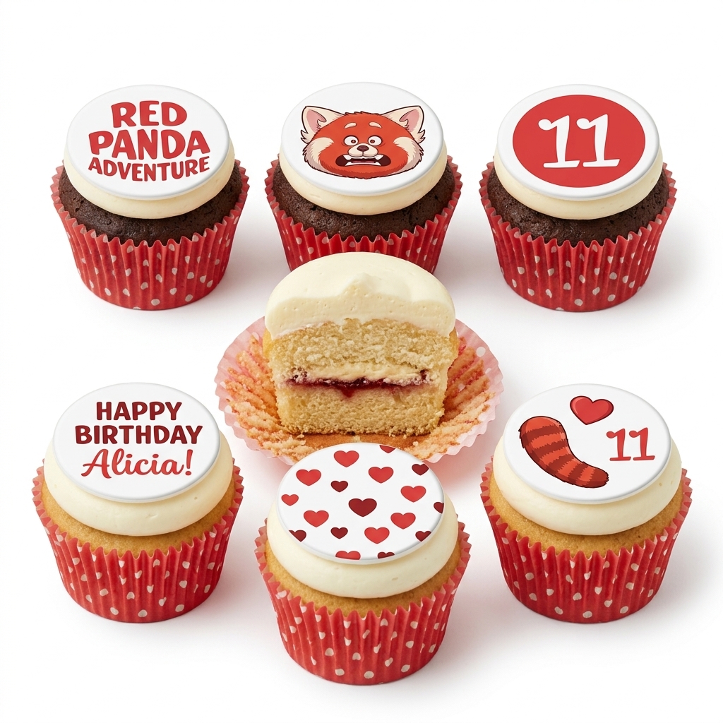 Red Panda Adventure Kids Birthday Cupcakes with Custom Age