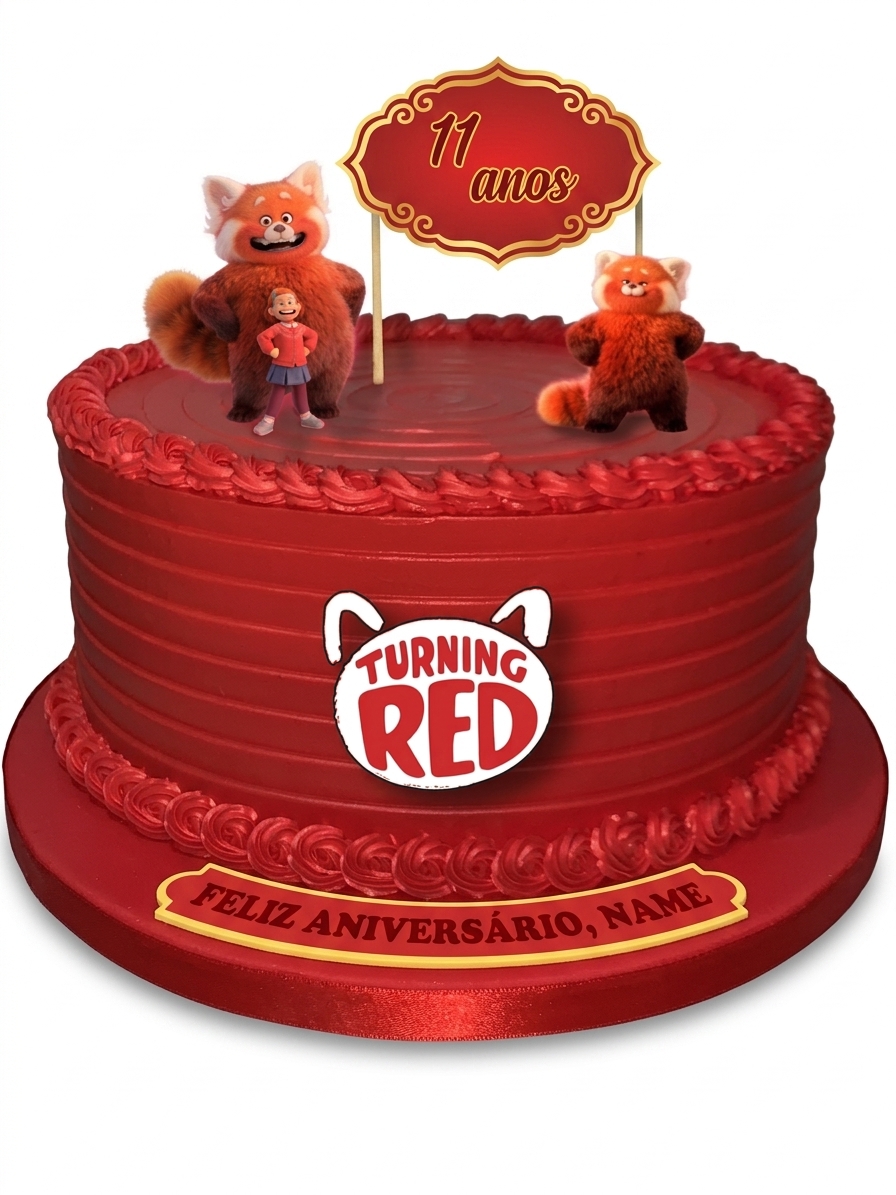 Turning Red Birthday Cake | Custom Age & Name