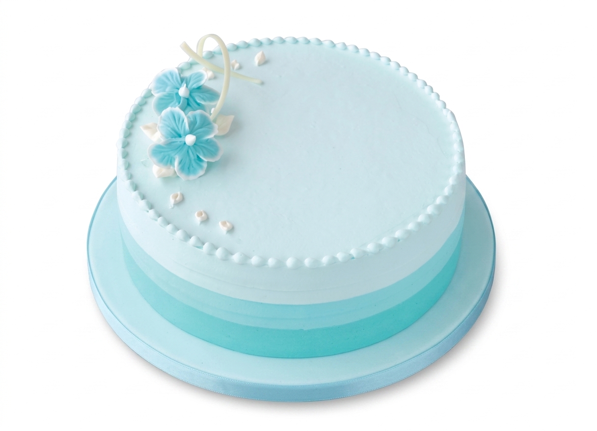 Blue Ombre Floral Birthday Cake for Her
