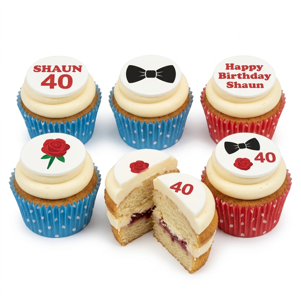 Bow Tie & Rose Birthday Cupcakes for Him