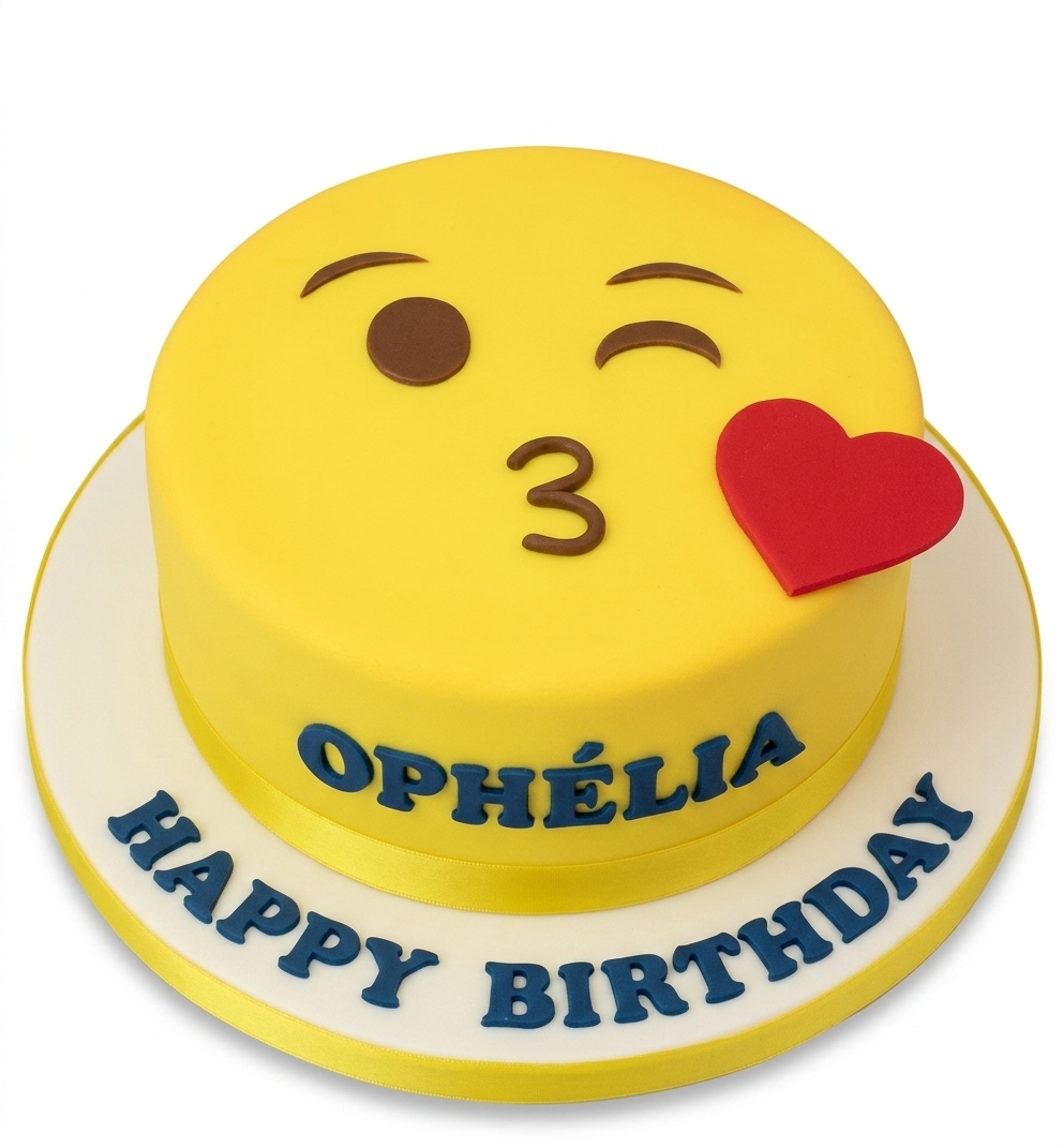 Emoji Kissing Face Birthday Cake