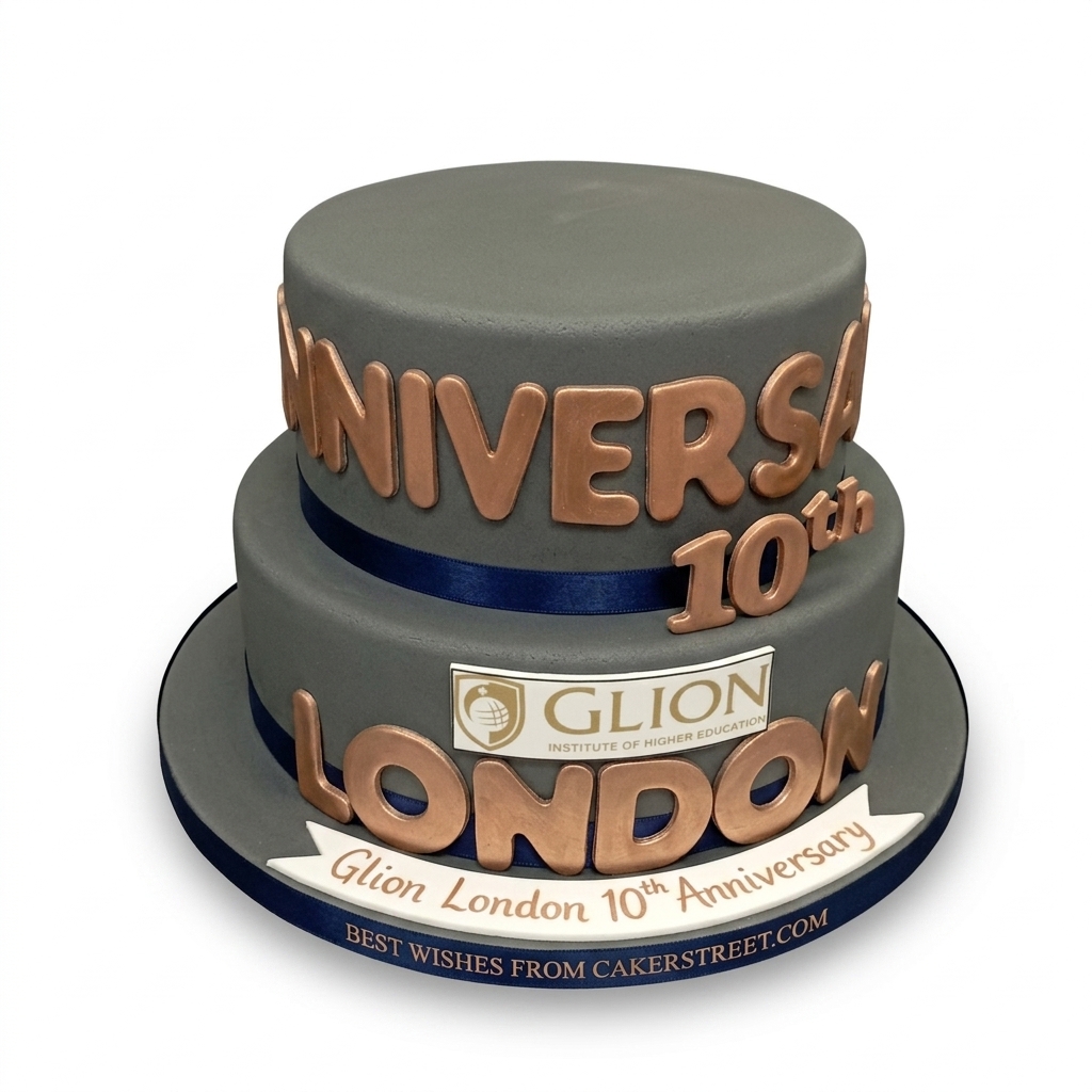 Two Tier 10th Anniversary Cake with Rose Gold Details