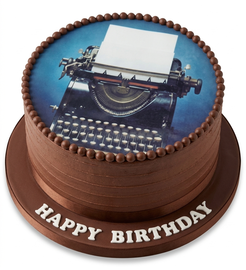 Typewriter Theme Birthday Cake