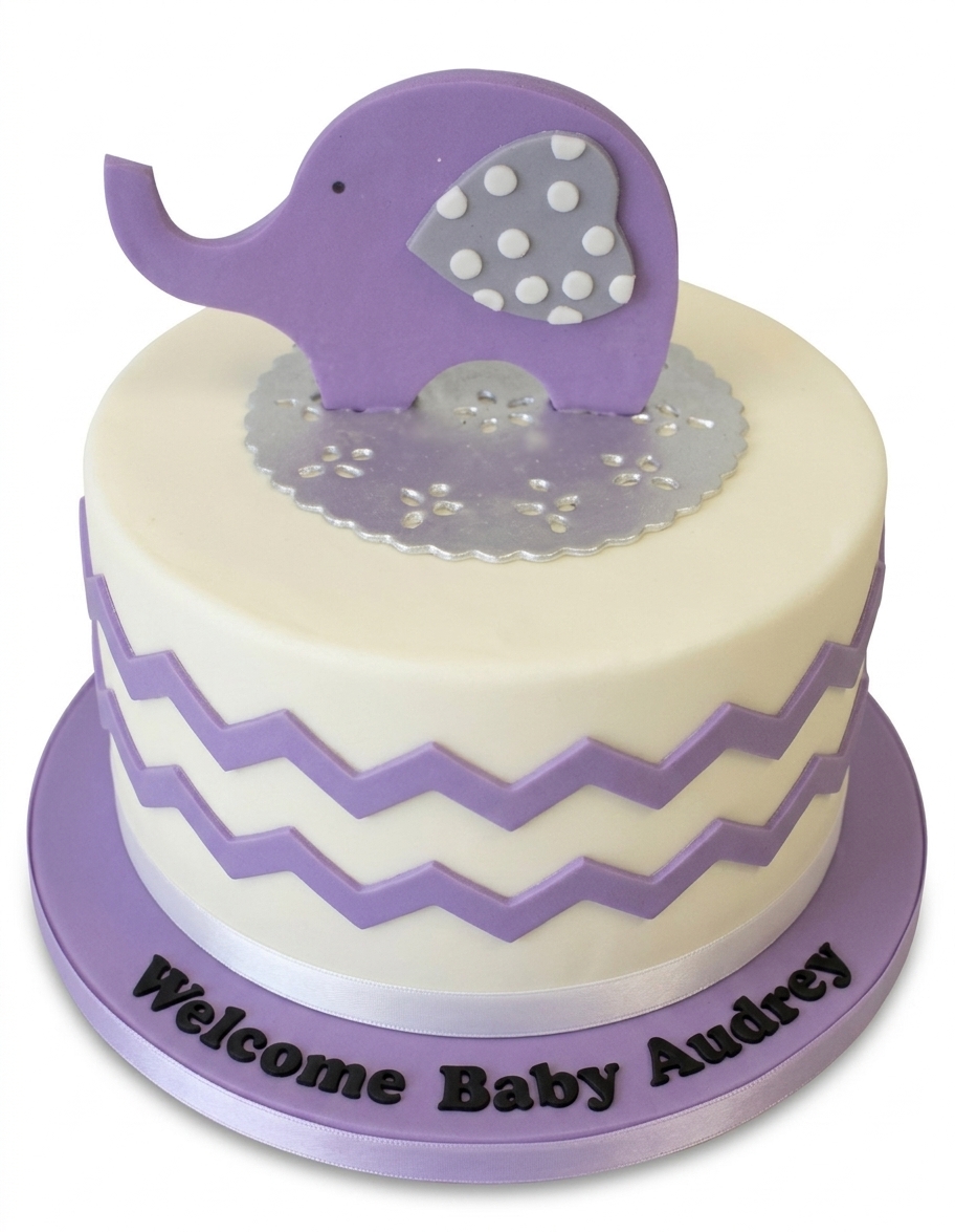 Purple Elephant Baby Shower Cake