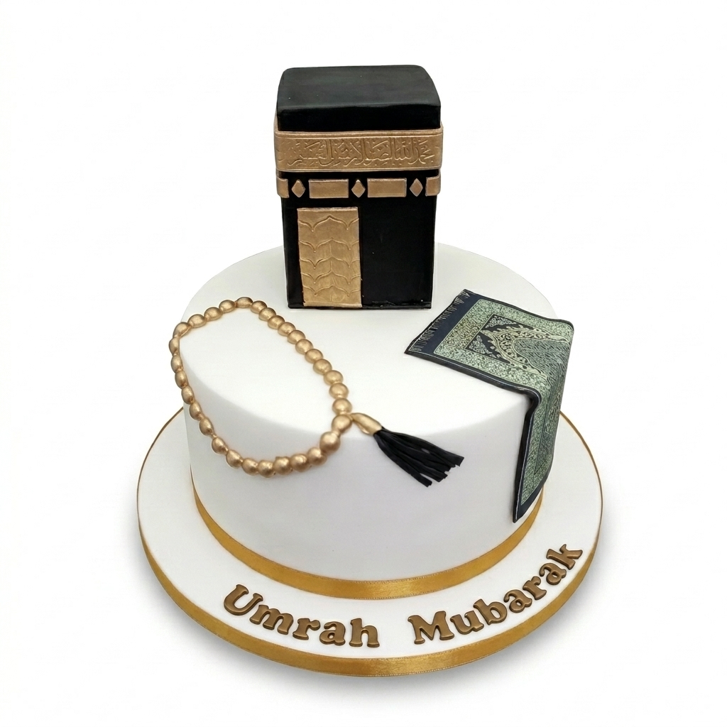 Umrah Mubarak Celebration Cake with Kaaba Design